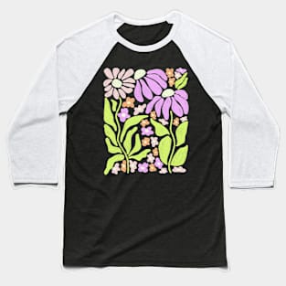 Retro Matisse Inspired Flowers Baseball T-Shirt